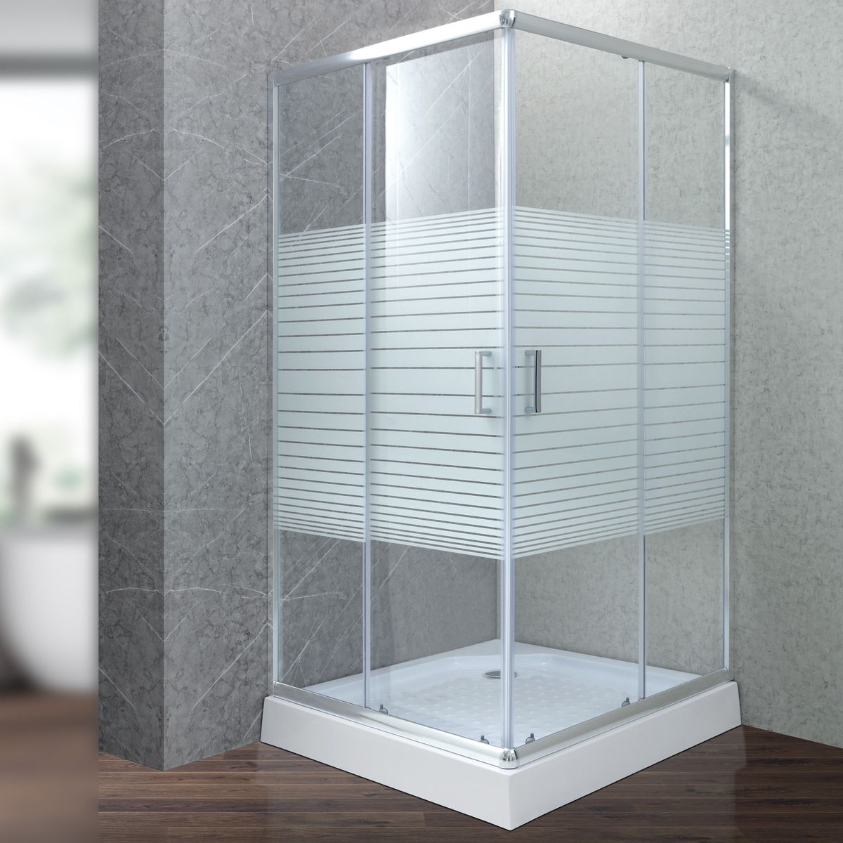 JOYTEK - Shower Recto Strava Blanco 90x90x198cm Incluye Recetáculo