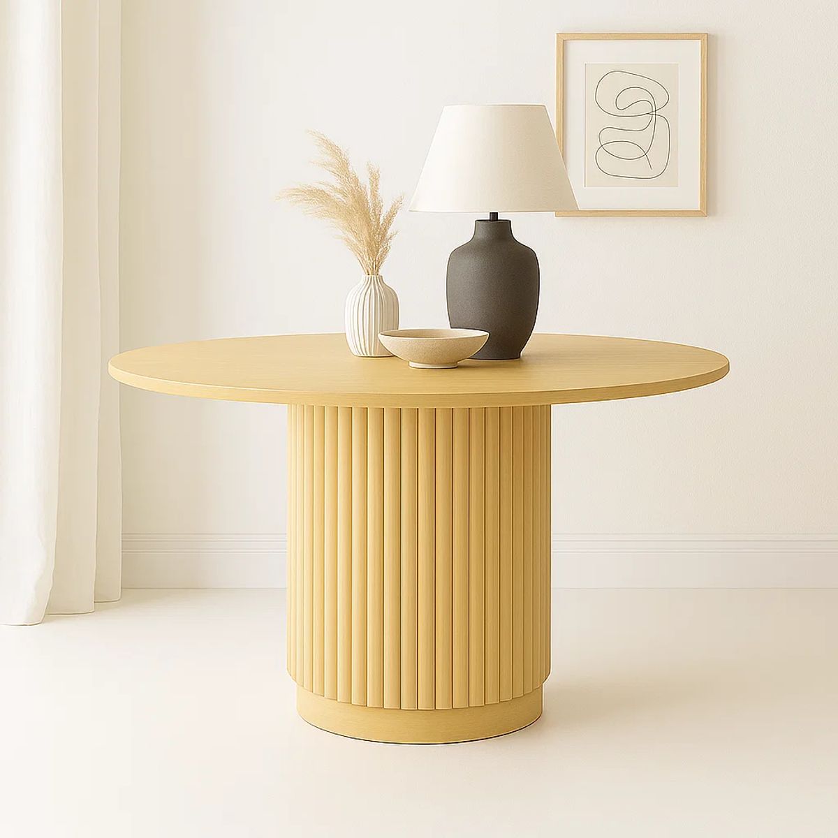 KLIK - Mesa Redonda Nórdica Armonía de 130 cm Madera Natural - Café