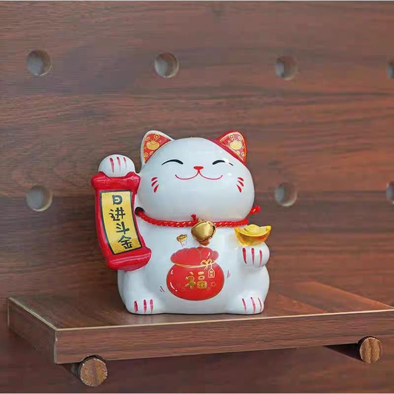 HOMEY - Alcancía De Ceramica Gato de la fortuna Color Blanco