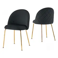 PANDALINO - Silla Adela - Elegante y Cómoda - Diseño Clásico Dorado - Negro