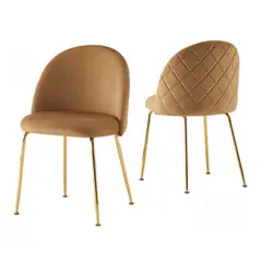 PANDALINO - Silla Adela - Elegante y Cómoda - Diseño Clásico Dorado - Cafe