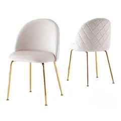 PANDALINO - Silla Adela - Elegante y Cómoda - Diseño Clásico Dorado - Beige