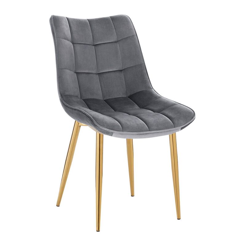 PANDALINO - Silla Kena - Terciopelo con Dorado - Lujoso y Diseño Clásico - Gris