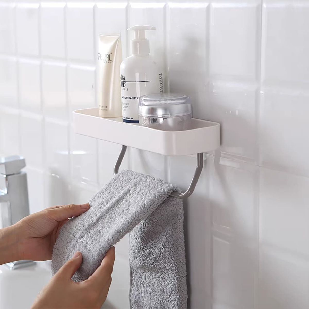 HOMEY - PACK 2 Colgador De Toalla Con Organizador Auto Adhesivo