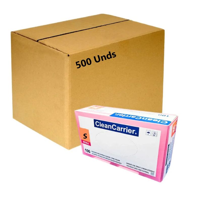 CLEANCARRIER - Guante Rosado Nitrilo Talla S Clean Carrier Pack X 500 Unds