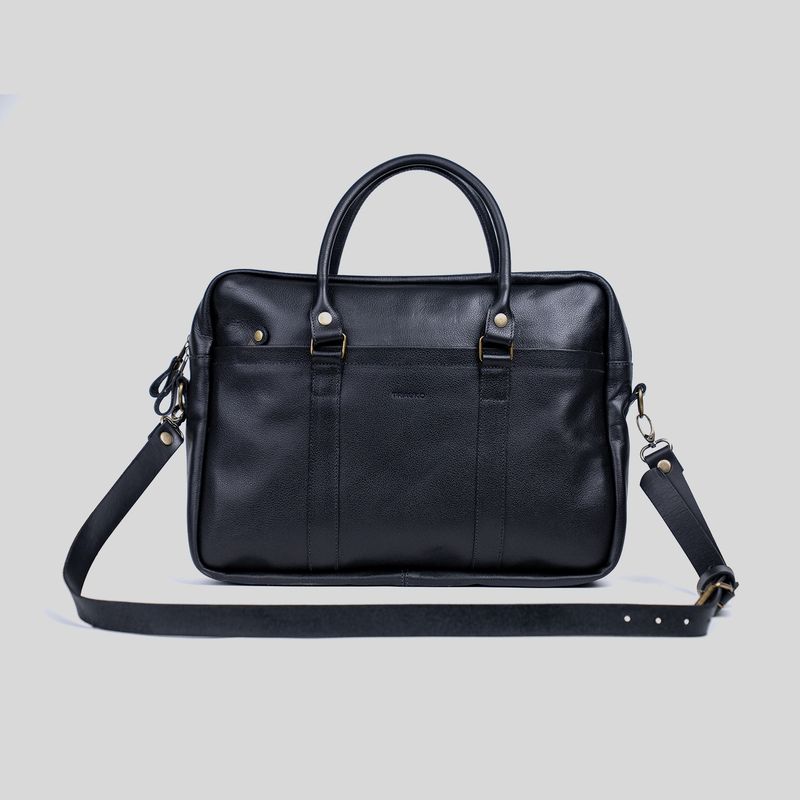 TRAUKO - Maletín Unisex Cuero Negro Trauko Zurich