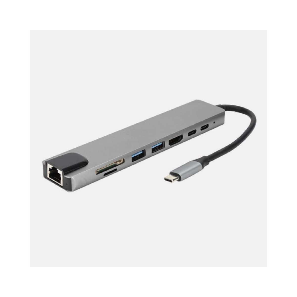 PHILCO - Adaptador HUB USB C 3.0 8 En 1 Gris SB88201 Philco