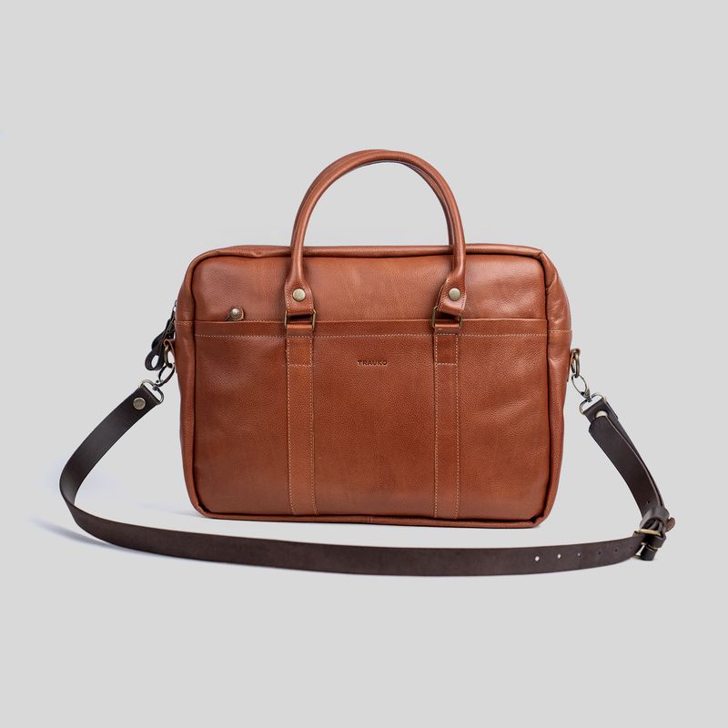 TRAUKO - Maletín Unisex Cuero Cognac Trauko Zurich