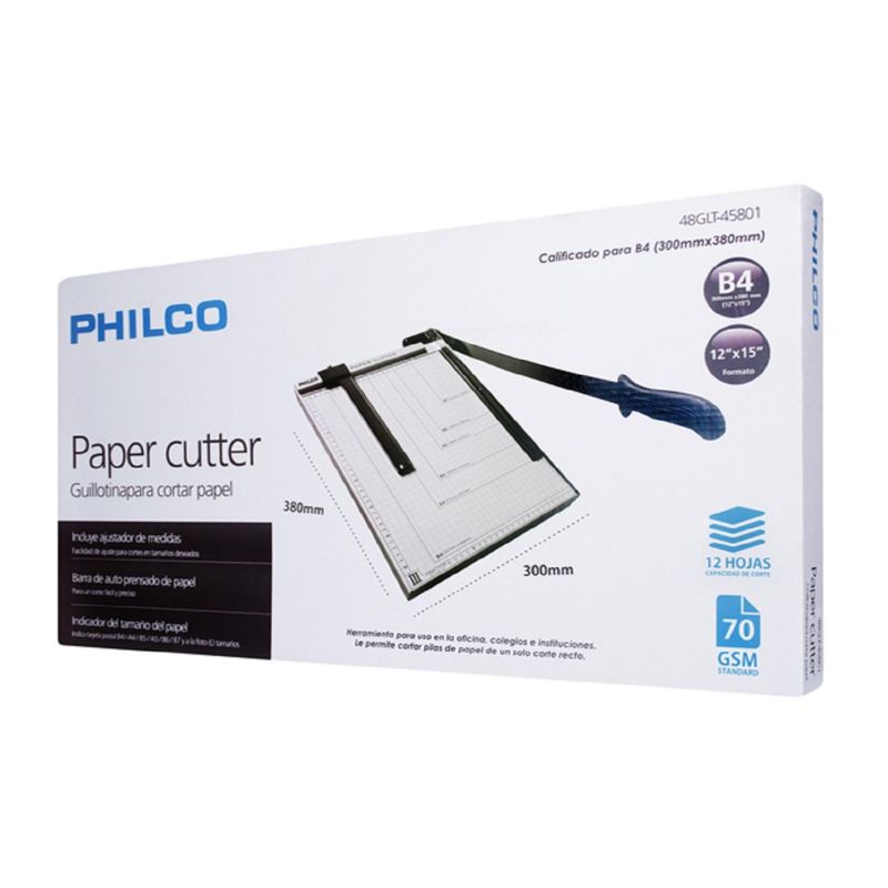 PHILCO - Guillotina Metalica Para Papel B4 A4 B5 A5 B6 B7 Ajustable