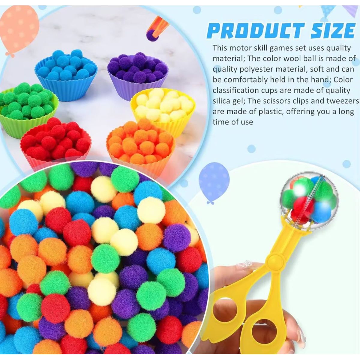 GENERICO - Set Clasificación Motricidad Fina Pompones Pinzas - Tea Tdah