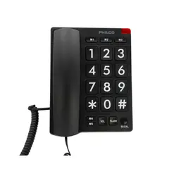 PHILCO - Telefono Sobre Mesa Botones Grandes Negro RT170BK