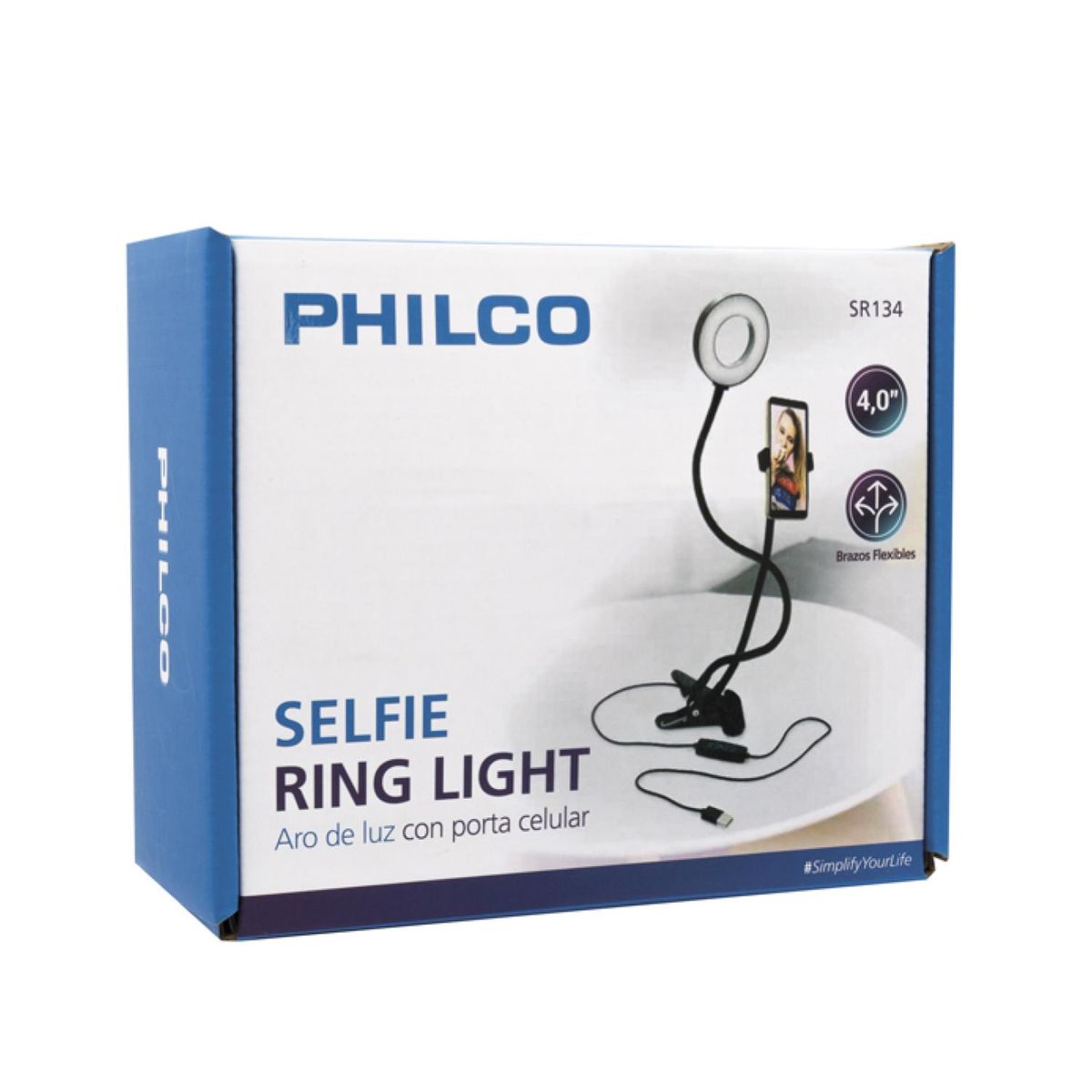 PHILCO - Soporte Tipo Clip Aro De Luz 4 Telefono Celular Phillco