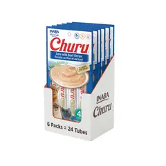 INABA - Churu Cat Atún y Vacuno 14g x4 - Pack 6 Unidades