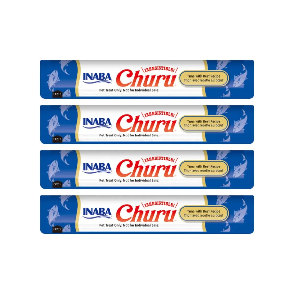 INABA - Churu Cat Atún y Vacuno 14g x4 - Pack 6 Unidades