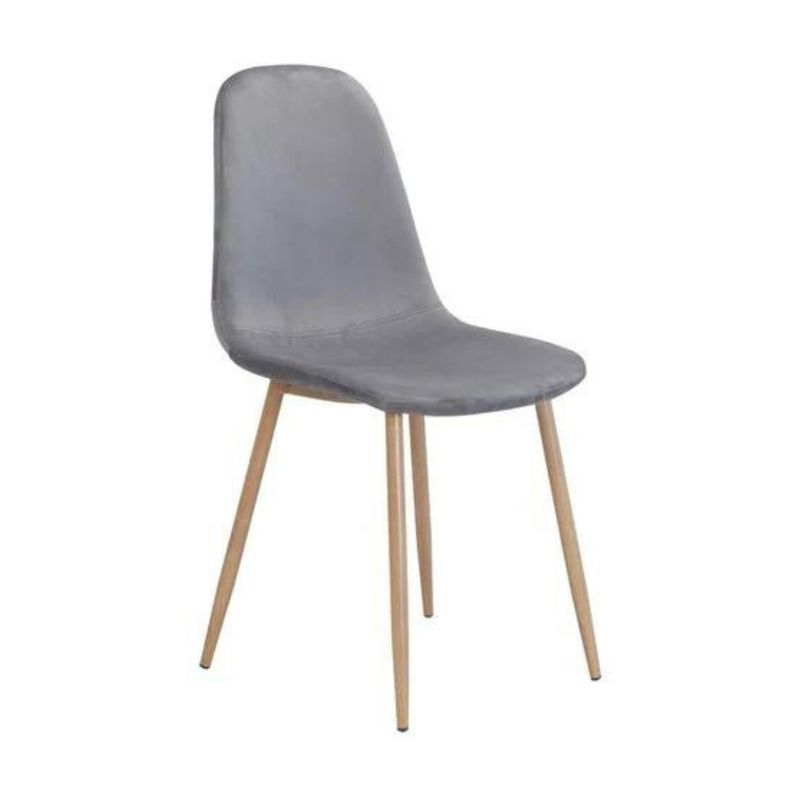 PANDALINO - Silla de comedor Isy silla de Terciopelo con patas de metal - Gris