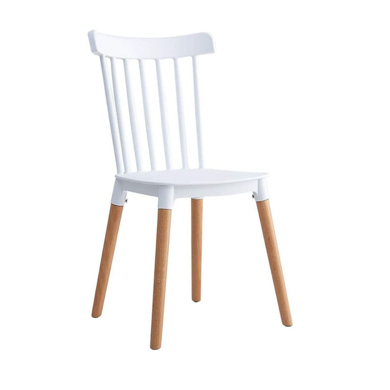 PANDALINO - Silla de comedor resistente modelo Windsor con patas madera - Blanco