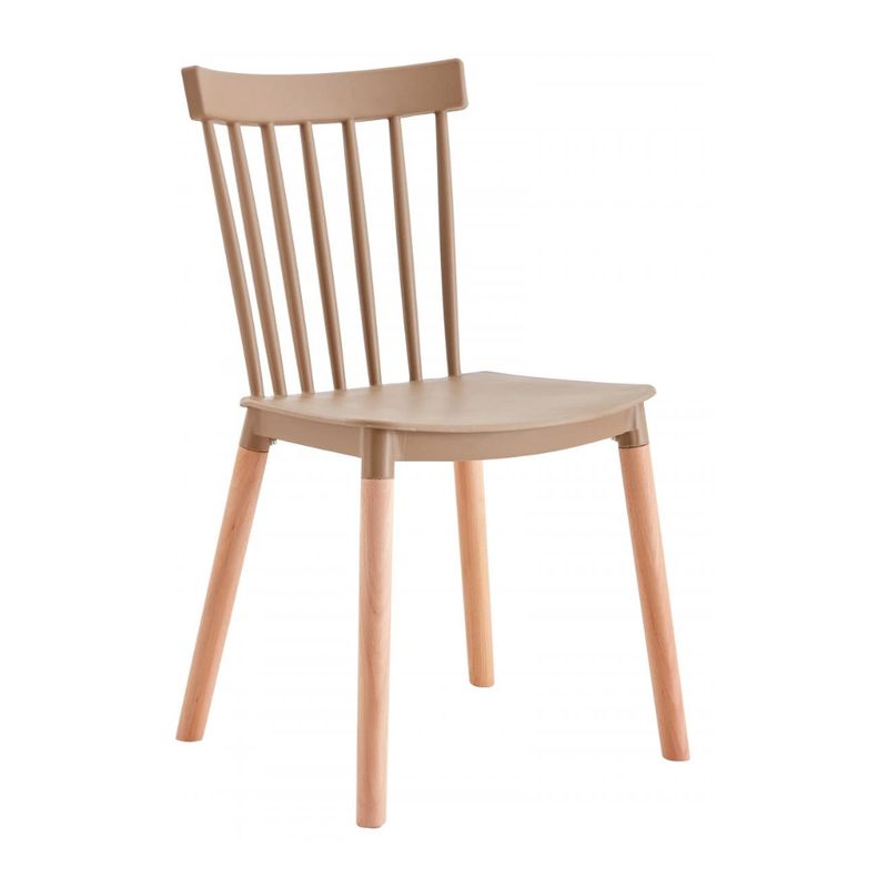 PANDALINO - Silla de comedor resistente modelo Windsor con patas madera - Beige