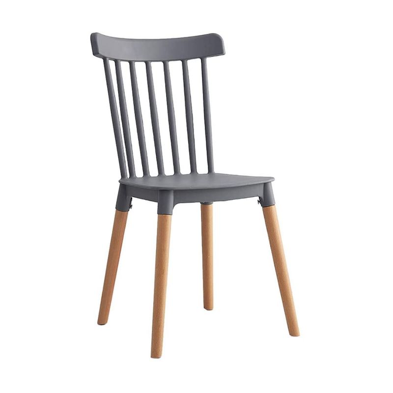 PANDALINO - Silla de comedor resistente modelo Windsor con patas madera - Gris