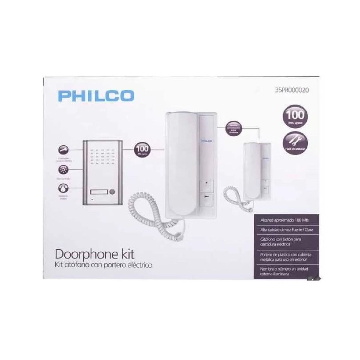 PHILCO - Kit Timbre Portero Llamada Electrico Alambrico 2 Citofono Philco