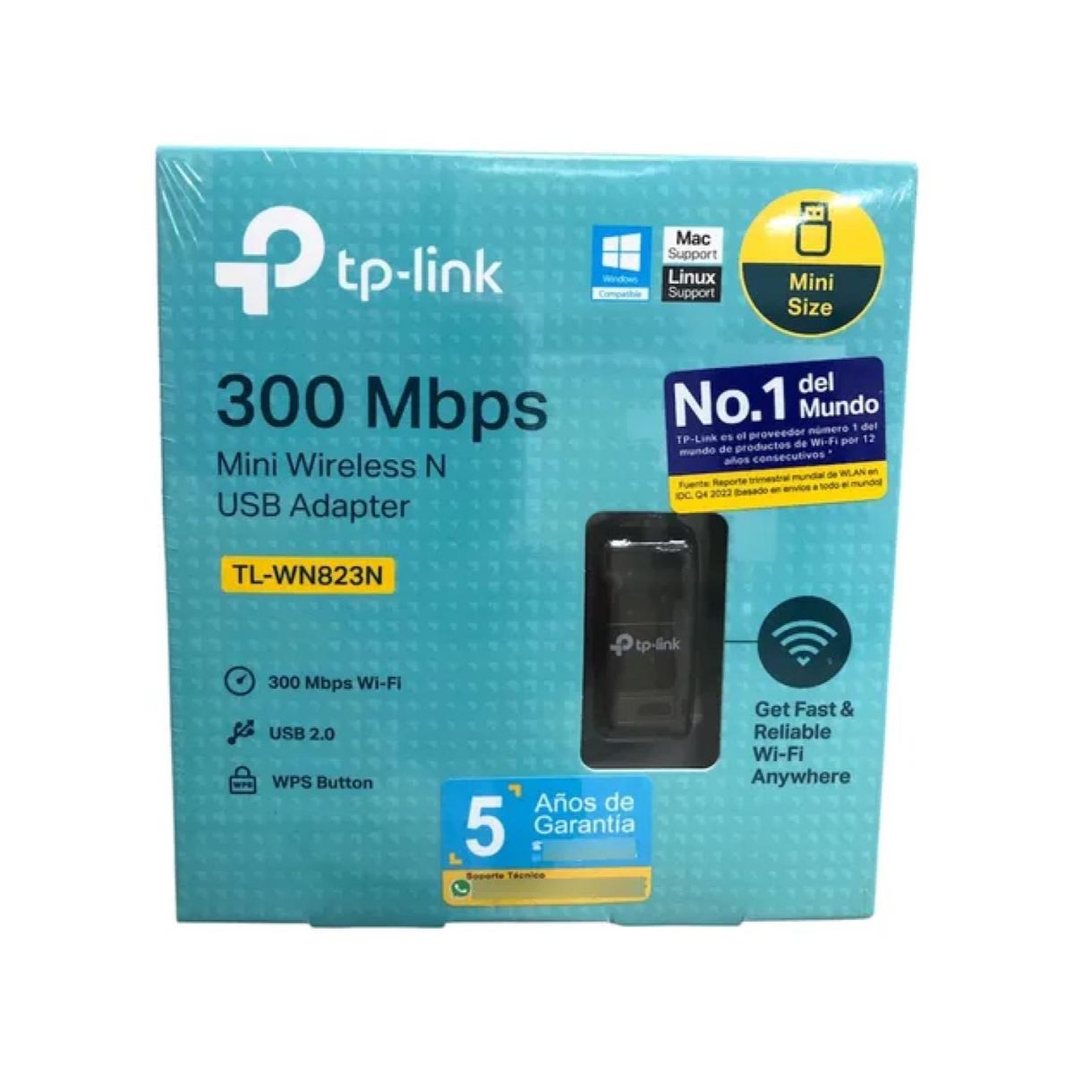 TP LINK - Mini Adaptador WiFi USB 300mbps Negro TL-WN823N TP-Link