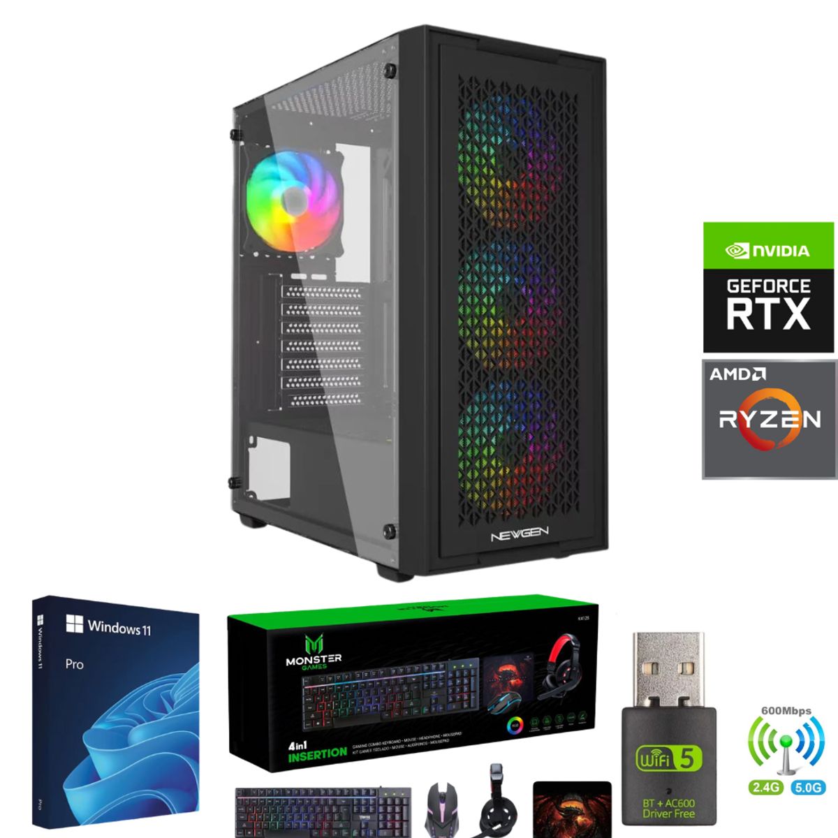 AMD CORP - Pc Gamer AMD Ryzen 7 5700X - 32GB RAM - RTX 5060 - 2TB - Wifi - TNM01