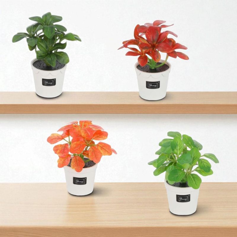 HOMEY - Pack De 4 Macetas Con Planta Artificiales, Colores Variados