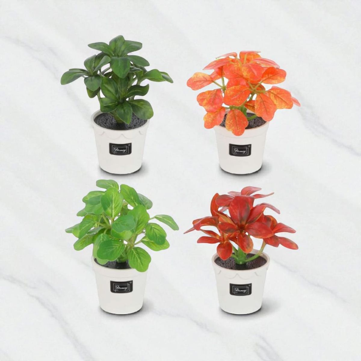 HOMEY - Pack De 8 Macetas Con Planta Artificiales, Colores Variados