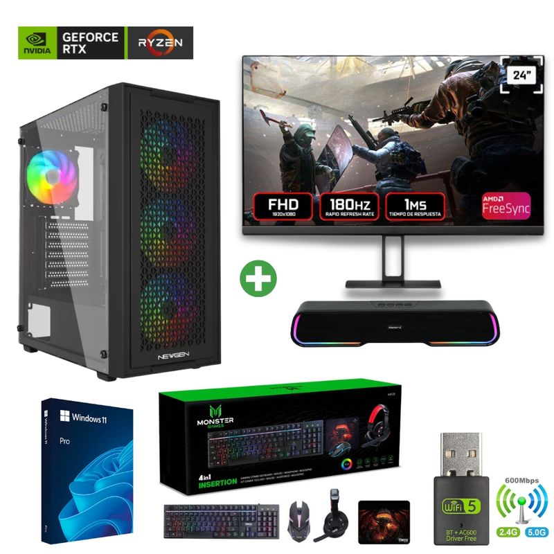 AMD CORP - Pc Gamer Ryzen 7 5700X - 16GB - RTX 5060 - 1TB (Parlante + Monitor 24") TNM01