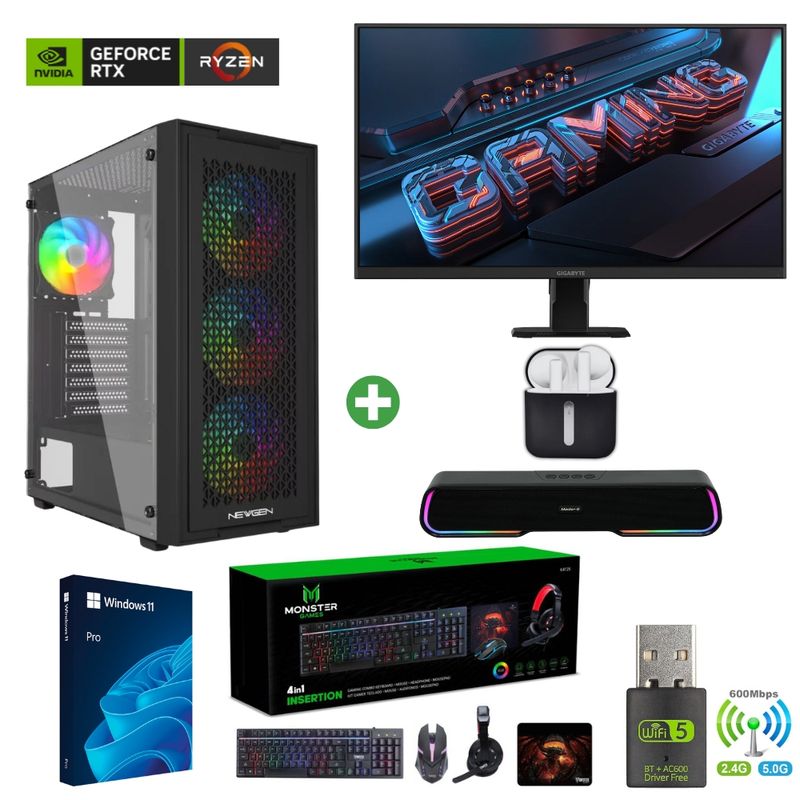 AMD CORP - Pc Gamer AMD 7 5700X- 32GB RAM - RTX 5060 - 2TB - Wifi -(Parlante + Monitor 27" +HP)TNM01