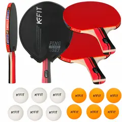 REBAJAS - Pack 4 Paletas Ping Pong + 12 Pelotas Naranjas Blancas K-Fit