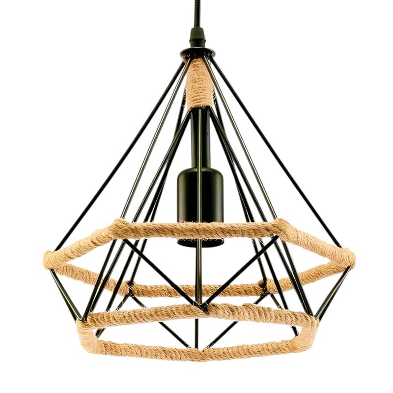 GENERICO - Lampara Rustica Vintage Colgante Cuerda Cañamo E27