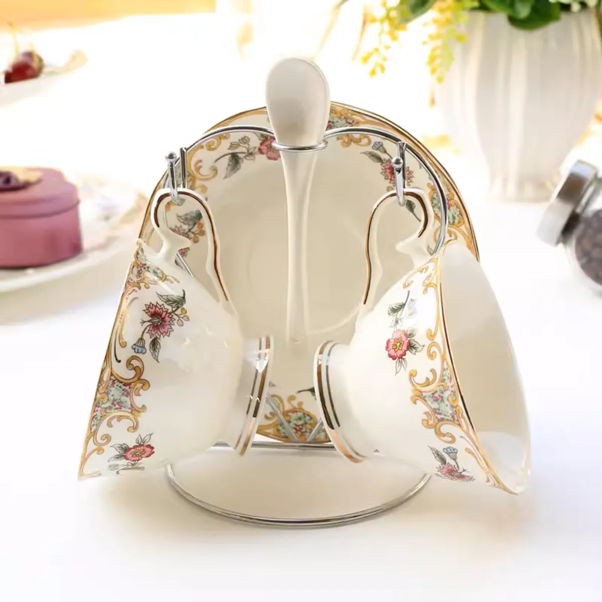 GENERAC - Regalo navidad Par Tazas Porcelana De 7 Piezas Estilo Británico Ziai