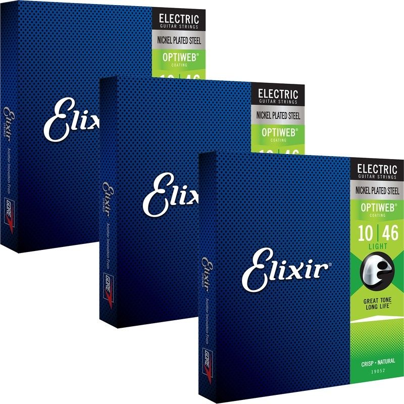 ELIXIR - Elixir Pack 3 sets Cuerda Guitarra Eléctrica 10-46 OPTIWEB