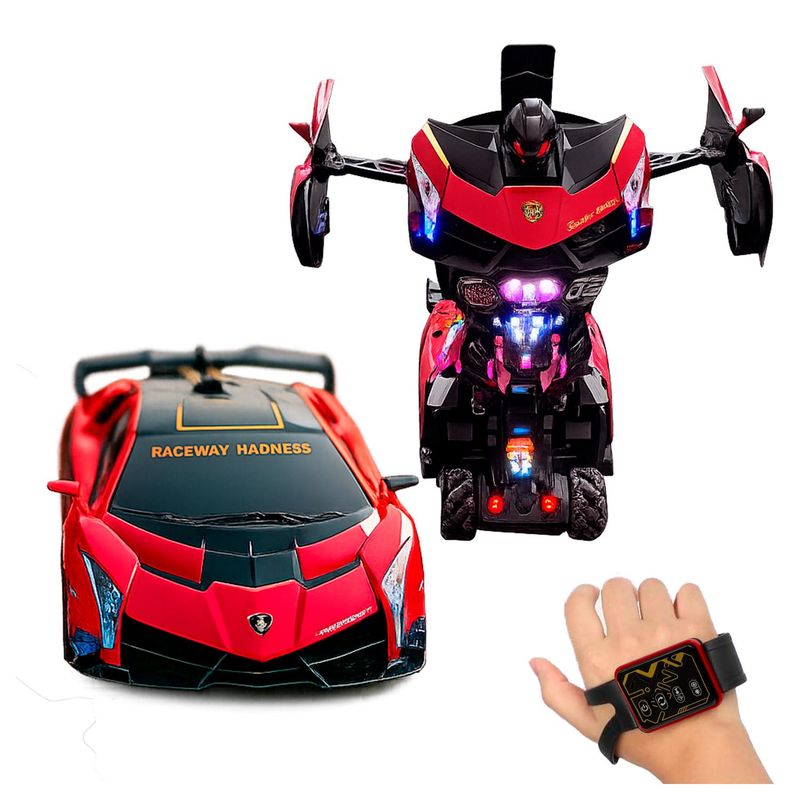GLOBAL LATIN GROUP - Auto Robot Control Sensorial Transformable con Luces LED - Rojo