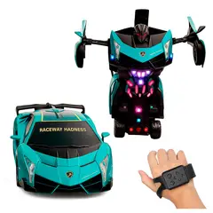 GLOBAL LATIN GROUP - Auto Robot Control Sensorial Transformable con Luces LED - Azul