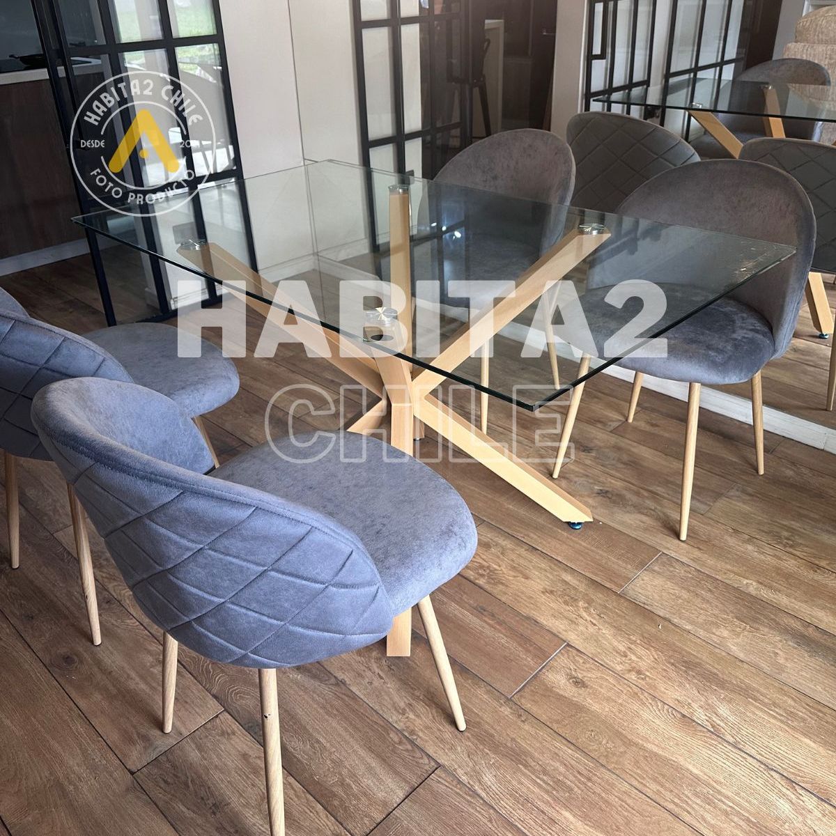 HABITA2 CHILE - COMEDOR WARM NORDIC FELPA 140X80- 4 PUESTO GRIS
