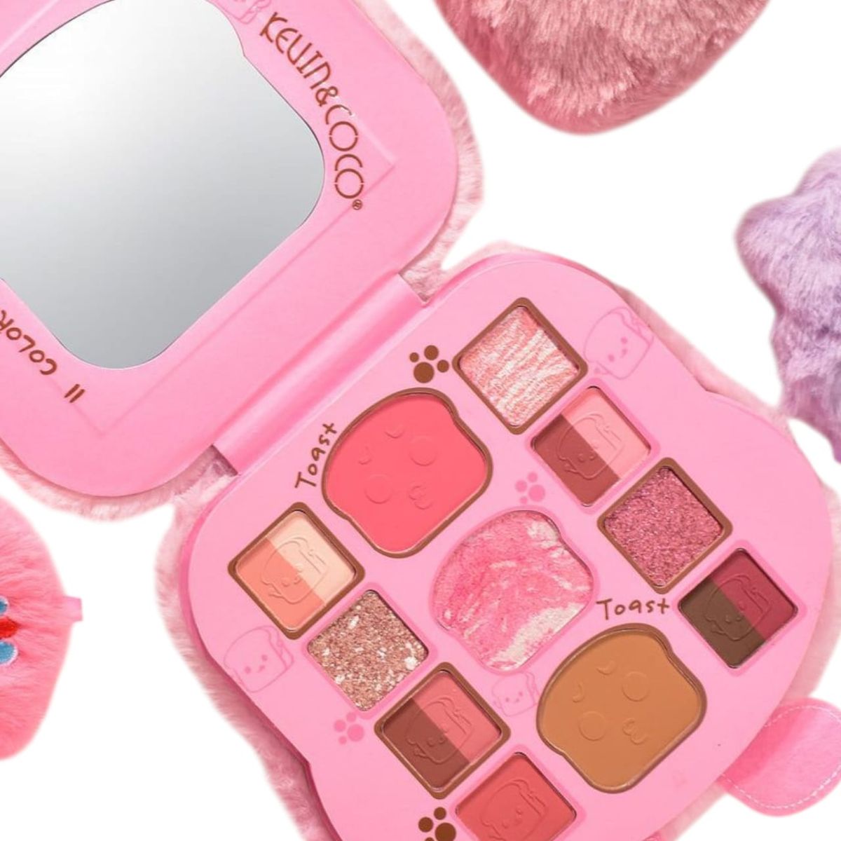 KEVIN&COCO - Paleta de Sombras de Felpa Peluche Muñecas Rosa