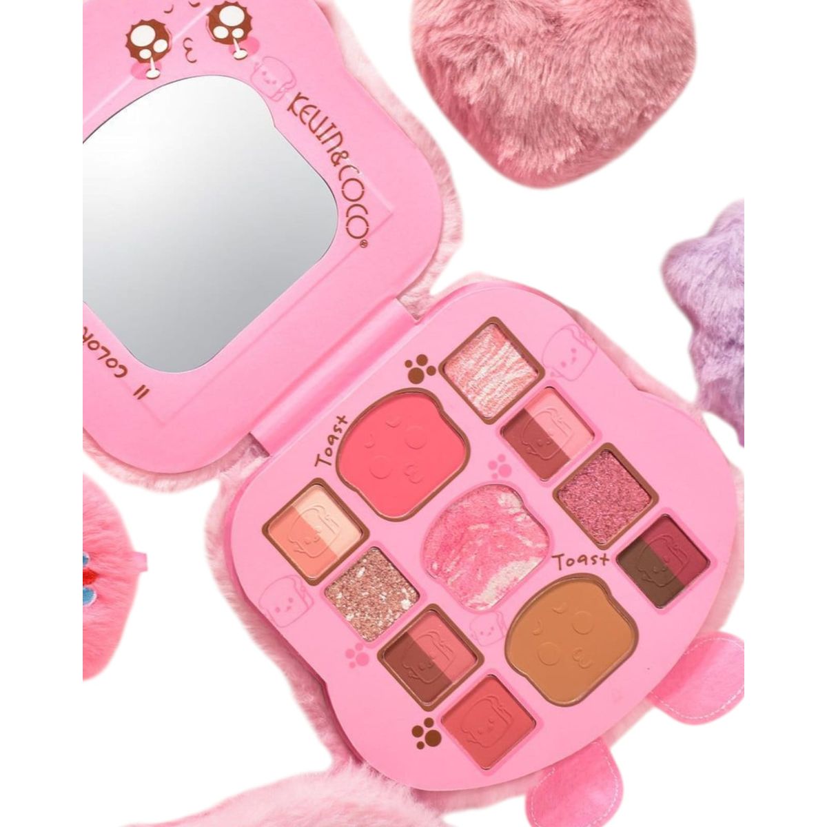 KEVIN&COCO - Paleta de Sombras de Felpa Peluche Muñecas Rosa