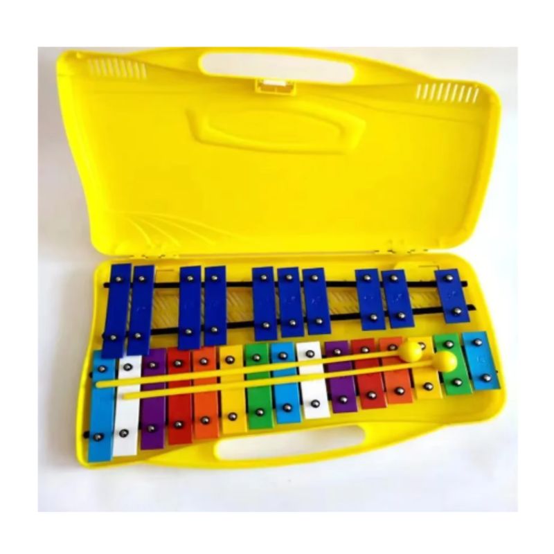 GENERICO - Metalofono 25 Notas Cromático Placas Colores Didactico Color Amarillo