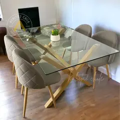 HABITA2 CHILE - COMEDOR NORDIC REINA 140X90- 4 PUESTO LINO GRIS
