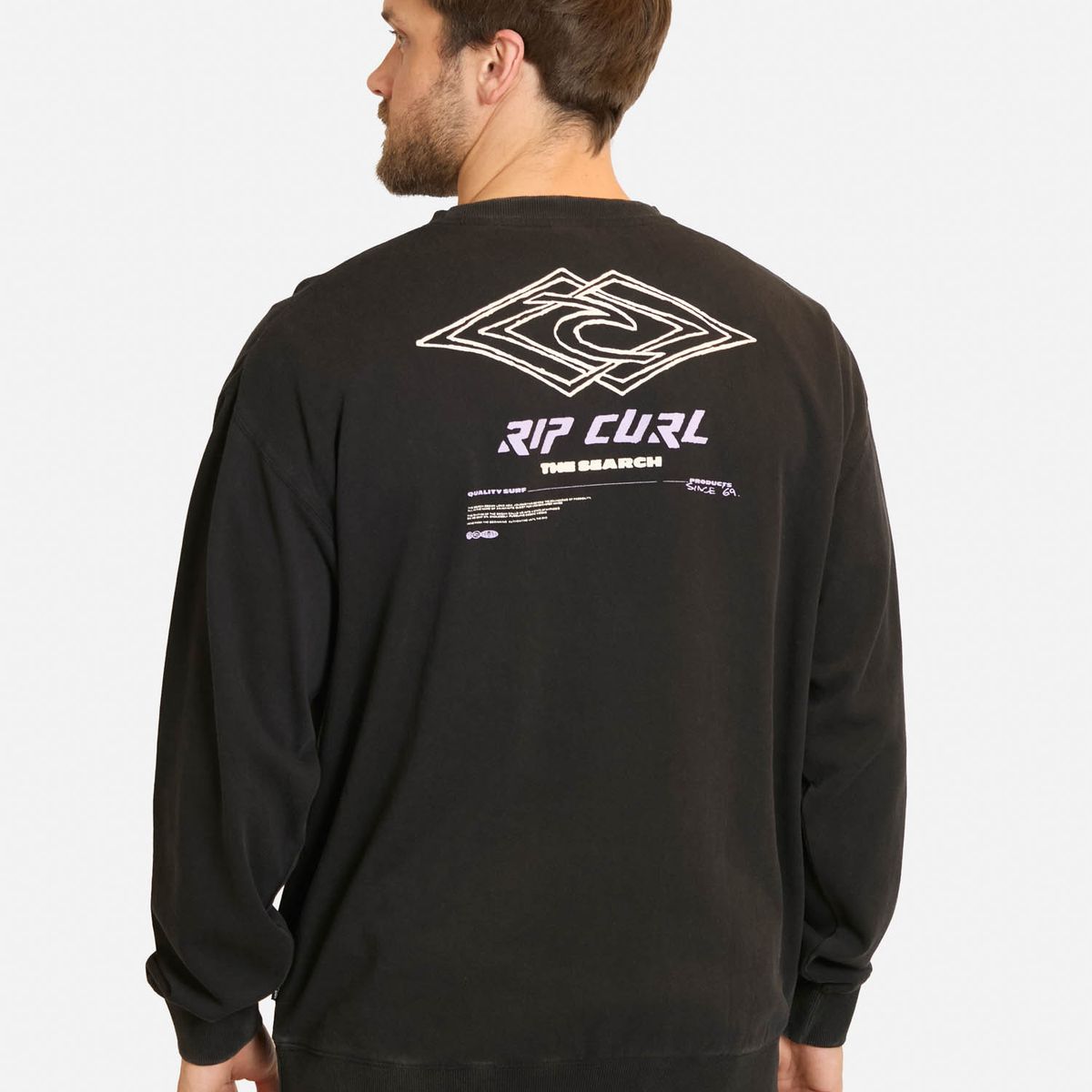 RIP CURL - Poleron CR Double Ups Crew Negro Hombre Rip Curl - Negro