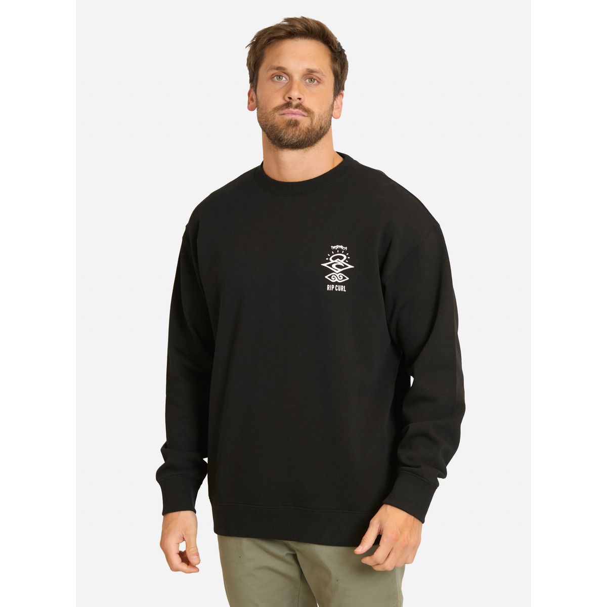 RIP CURL - Poleron CR Search Logo Loose Crew Negro Hombre Rip Curl - Negro