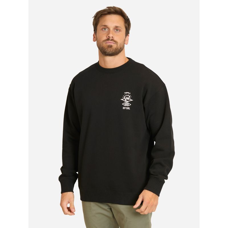 RIP CURL - Poleron CR Search Logo Loose Crew Negro Hombre Rip Curl - Negro