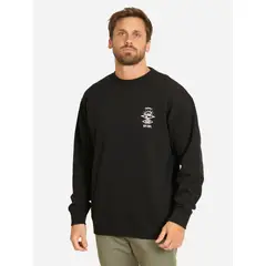 RIP CURL - Poleron CR Search Logo Loose Crew Negro Hombre - Negro