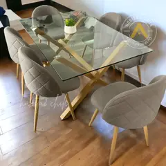 HABITA2 CHILE - COMEDOR NORDIC REINA 140X90- 6 PUESTO LINO GRIS