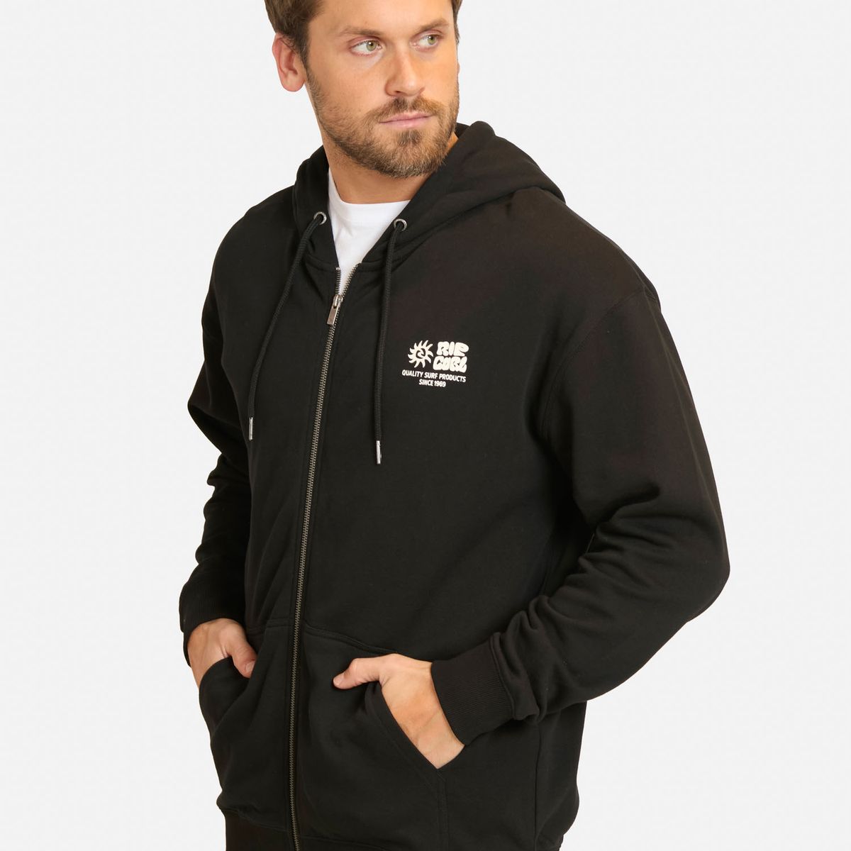 RIP CURL - Poleron FZ Pacific Rinse Glass Off Negro Hombre Rip Curl - Negro