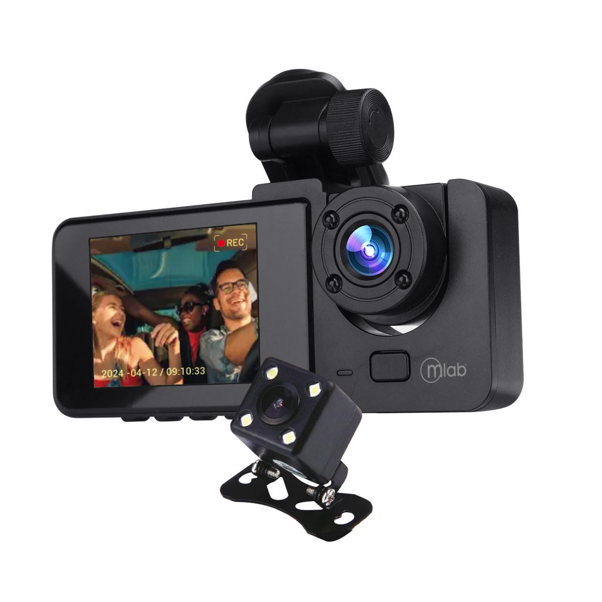 MLAB - Cámara Auto DVR FHD 3 Cámaras Front 1080p Inside 720p  Back 720p Mlab