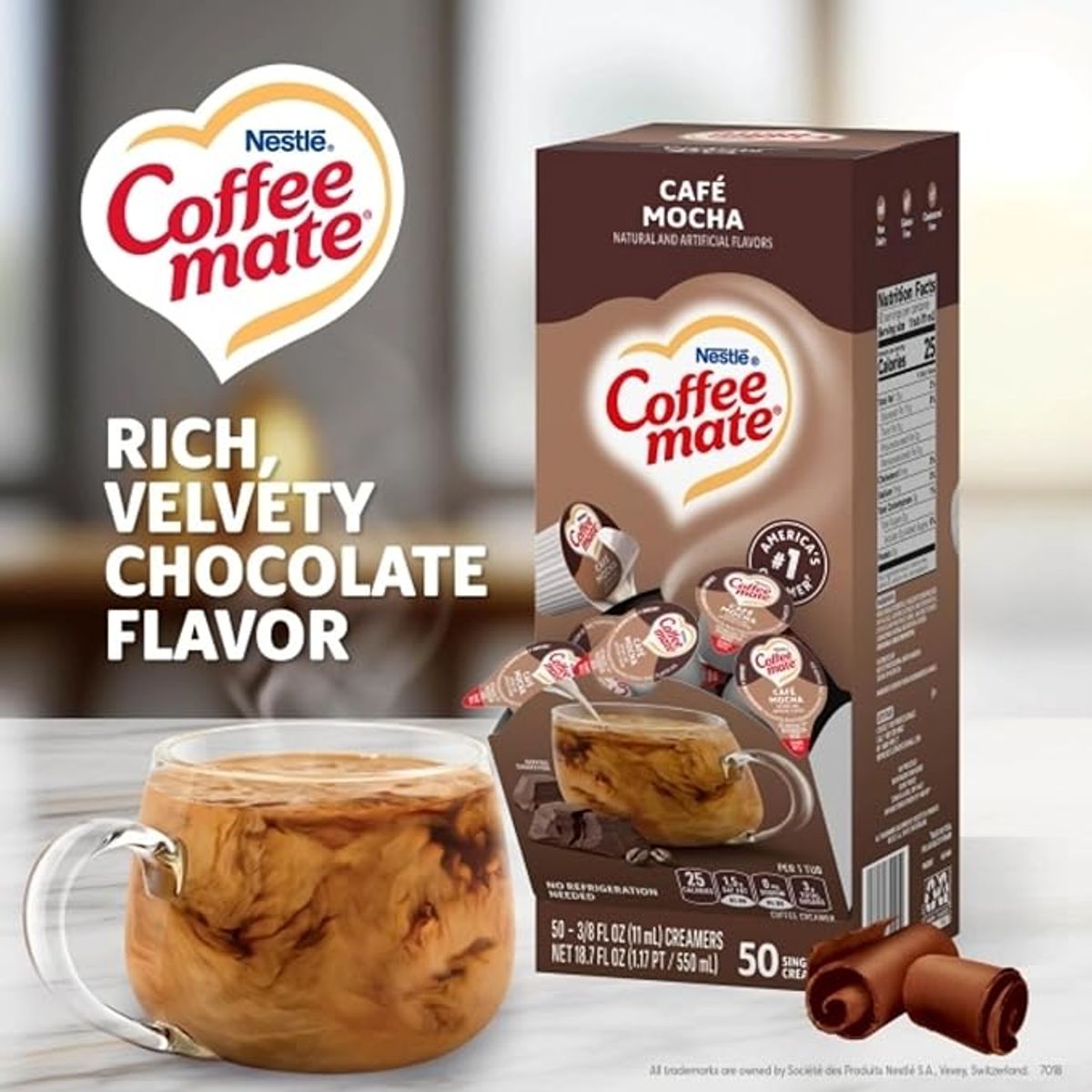 COFFEE MATE - Crema para Café Individual Mocha Coffee-Mate 50 un x 11 ml Kiosclub