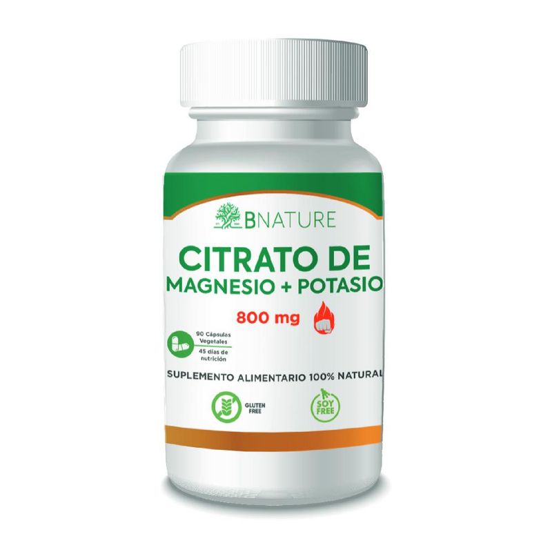 B NATURE - Citrato de Magnesio y Potasio B Nature 800mg 90 Cápsulas