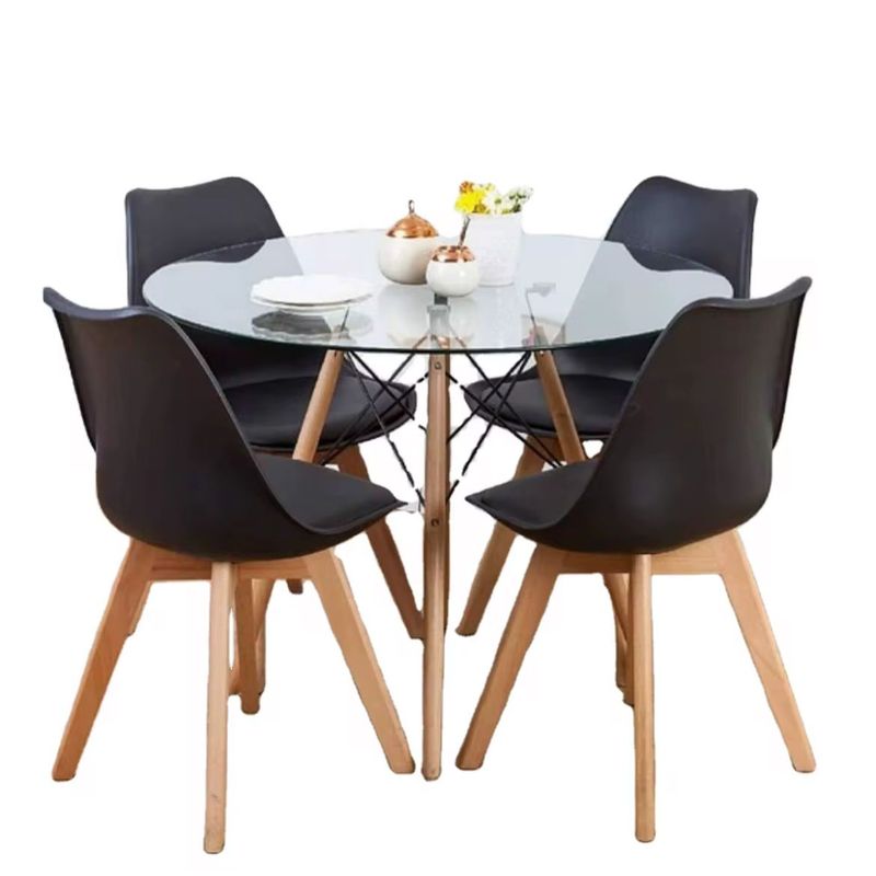 GENERICO - COMEDOR TULIP GLASS 80 CM -4 PUESTO NEGRO